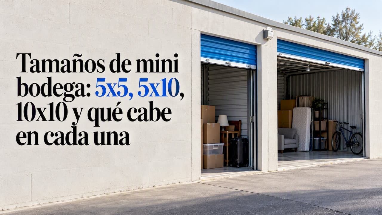 Tamaños de mini bodega: 5x5, 5x10, 10x10 y qué cabe en cada una